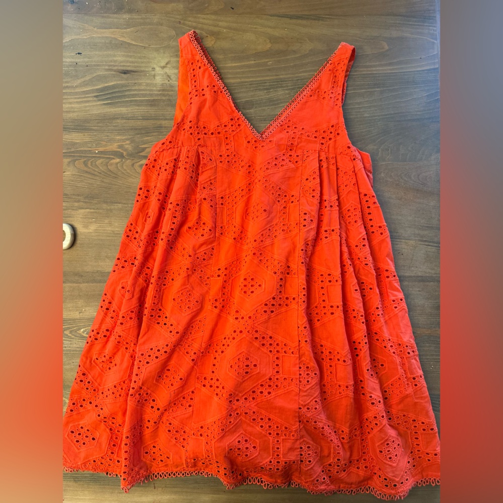 Maeve Red Eyelet Trim Dress - Picture 2 of 3